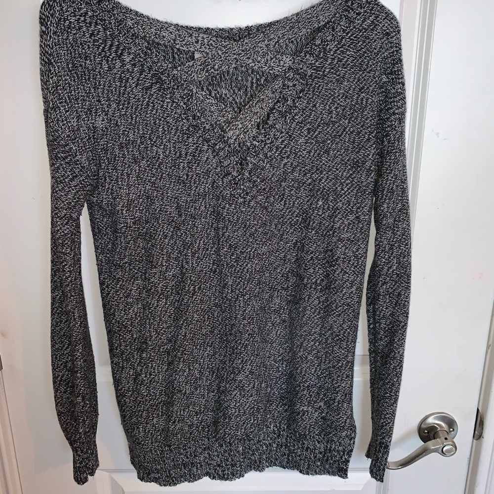Black cross neck sweater